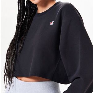 Champion Reverse weave black cropped crew neck